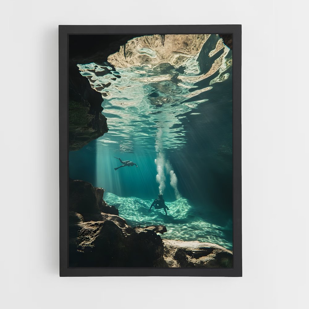 Poster Nager dans les Cenotes – affiche Plongée sous-marine (vue 2)